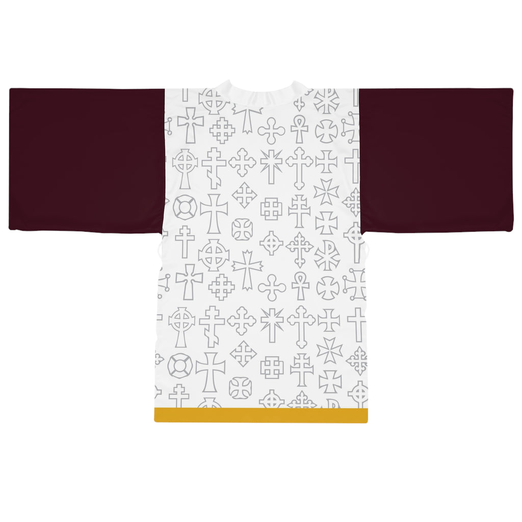 Celtic Cross Pattern Long Sleeve Kimono Robe