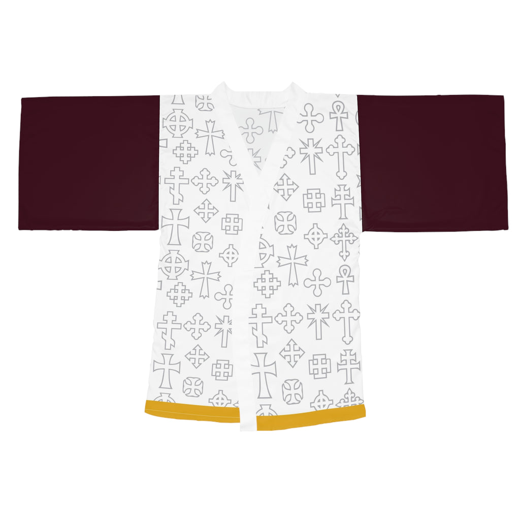 Celtic Cross Pattern Long Sleeve Kimono Robe