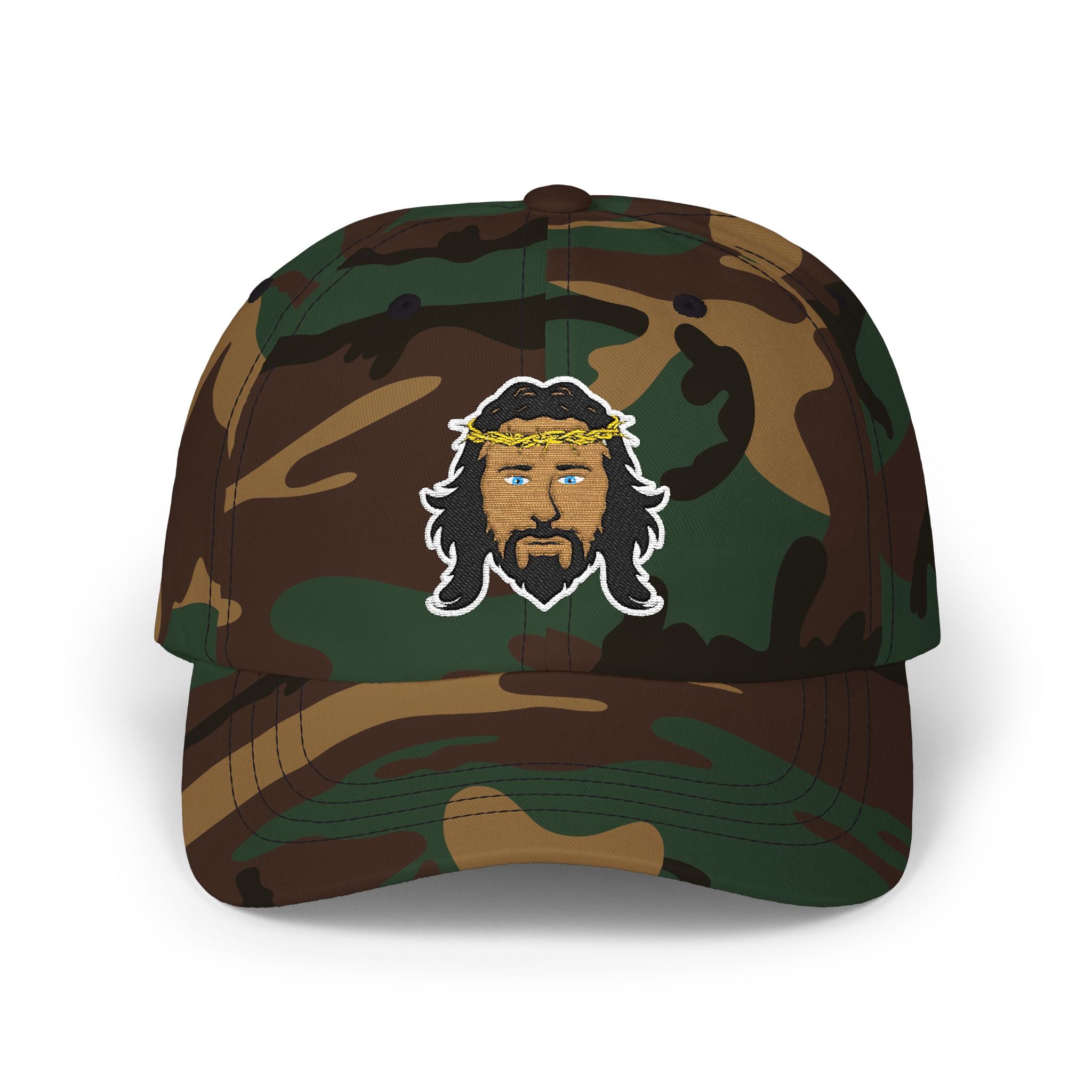 Jesus Face Dad Cap — Crown of Thorns Embroidered Baseball Hat