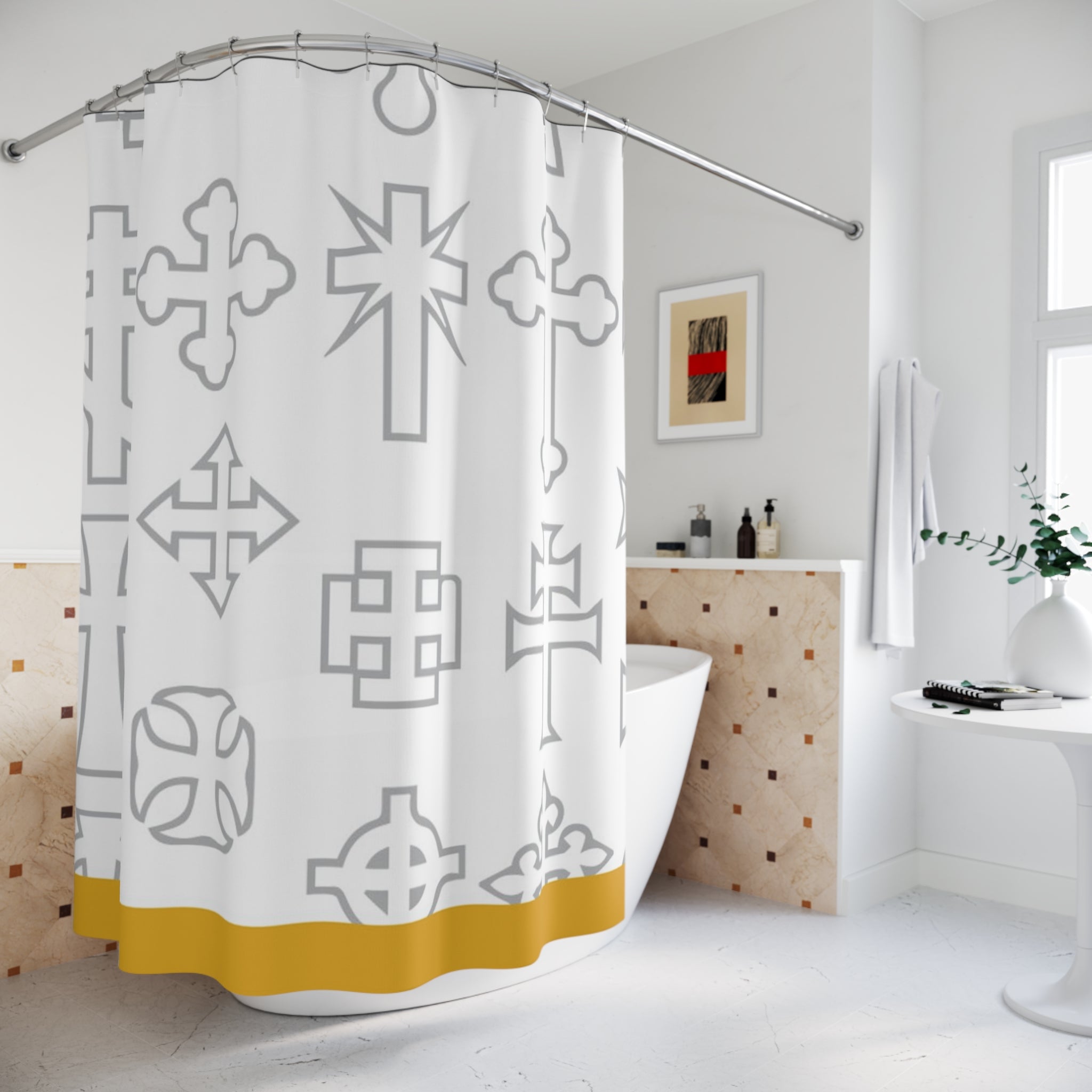 Cross Pattern Shower Curtain